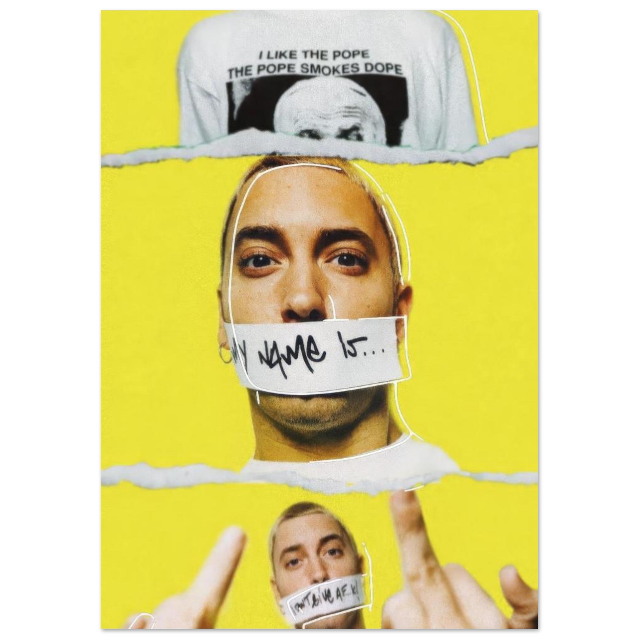 Eminem Pop Art Collage Poster on Yellow Background – 24posters
