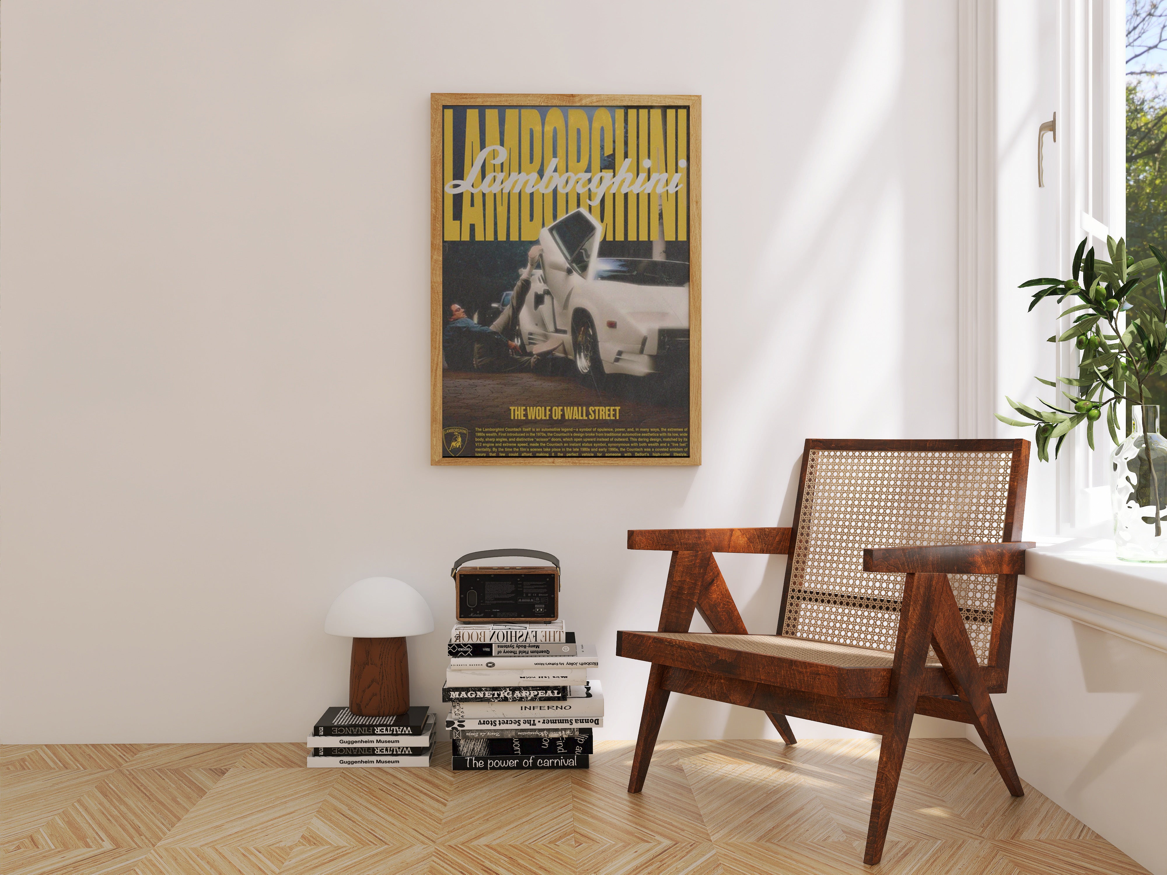 Retro Supercar Wall Art – Yellow & White