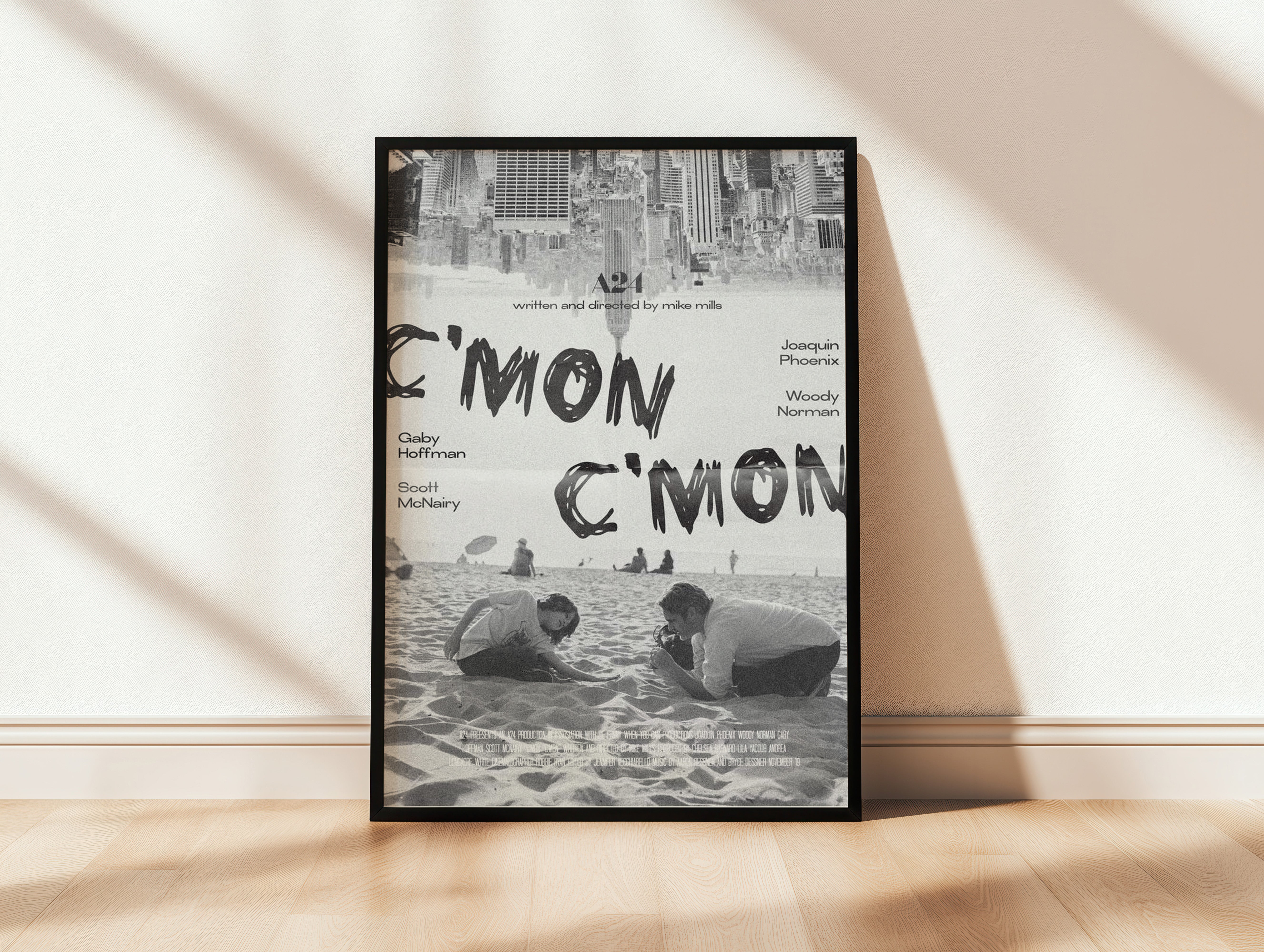 C'mon C'mon - Joaquin Phoenix A24 Black & White Art Print