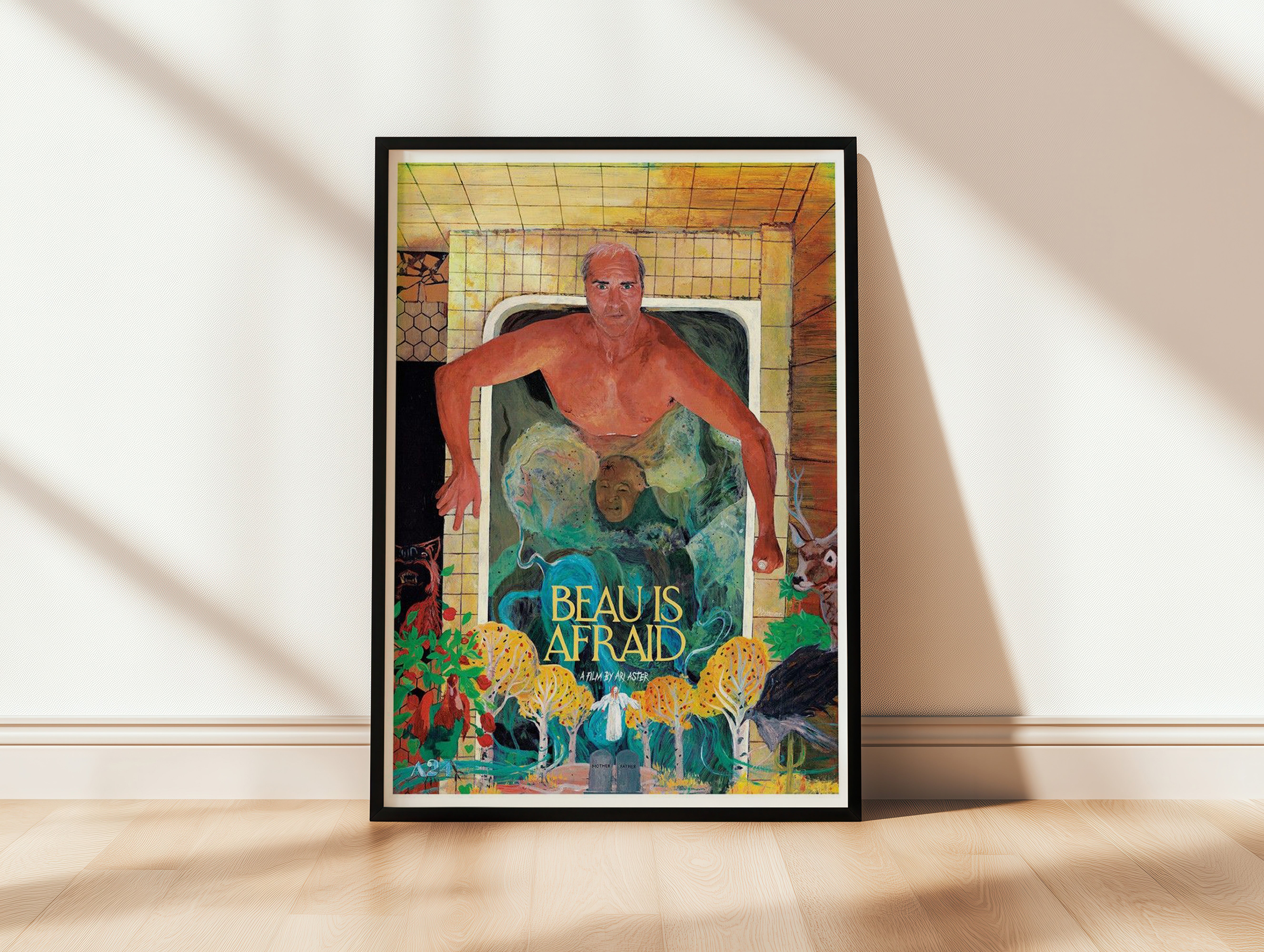 Beau Is Afraid Poster – A24 Psychological Film Wall Art | Ari Aster Cinematic Decor
