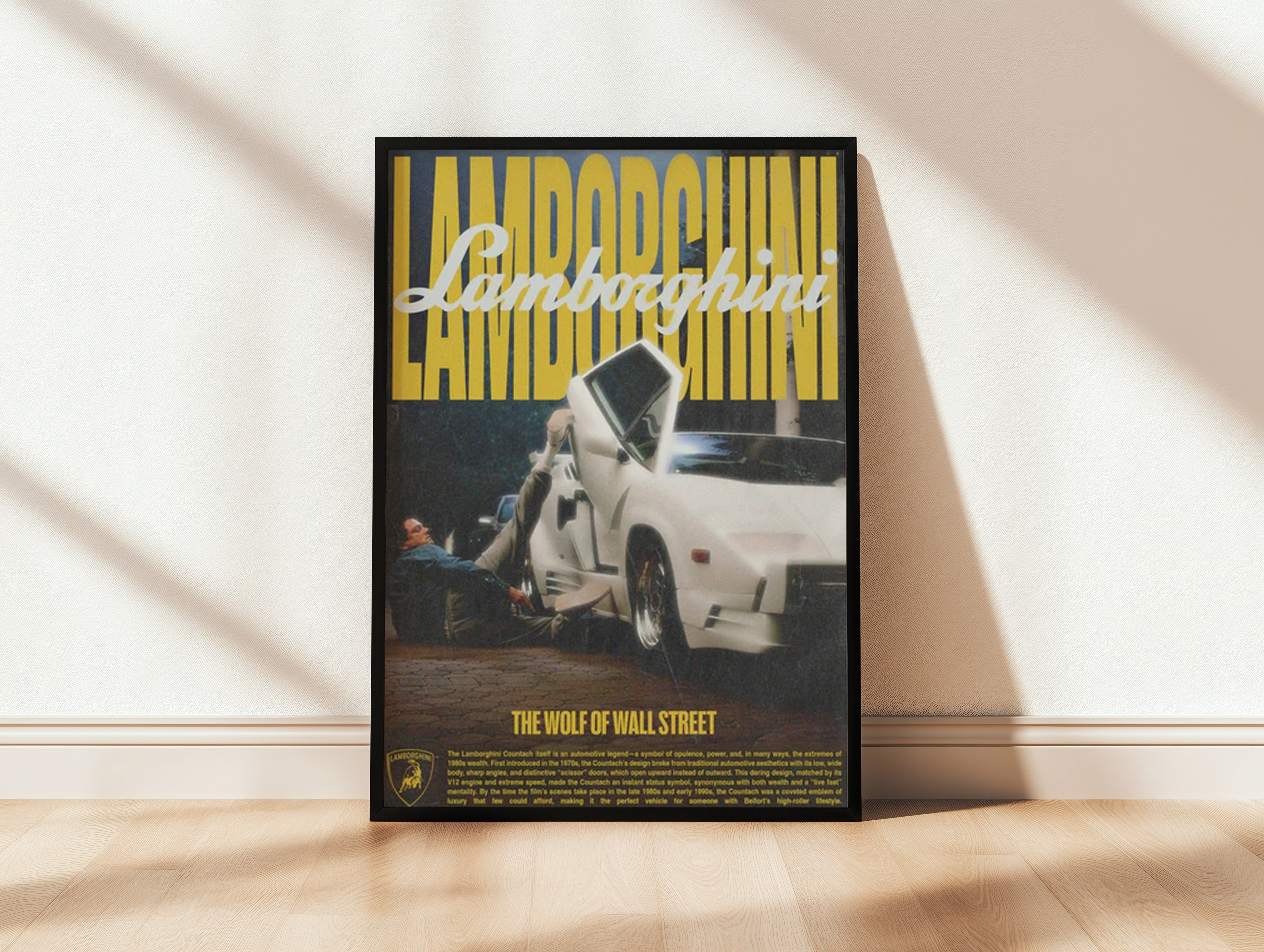 Retro Supercar Wall Art – Yellow & White