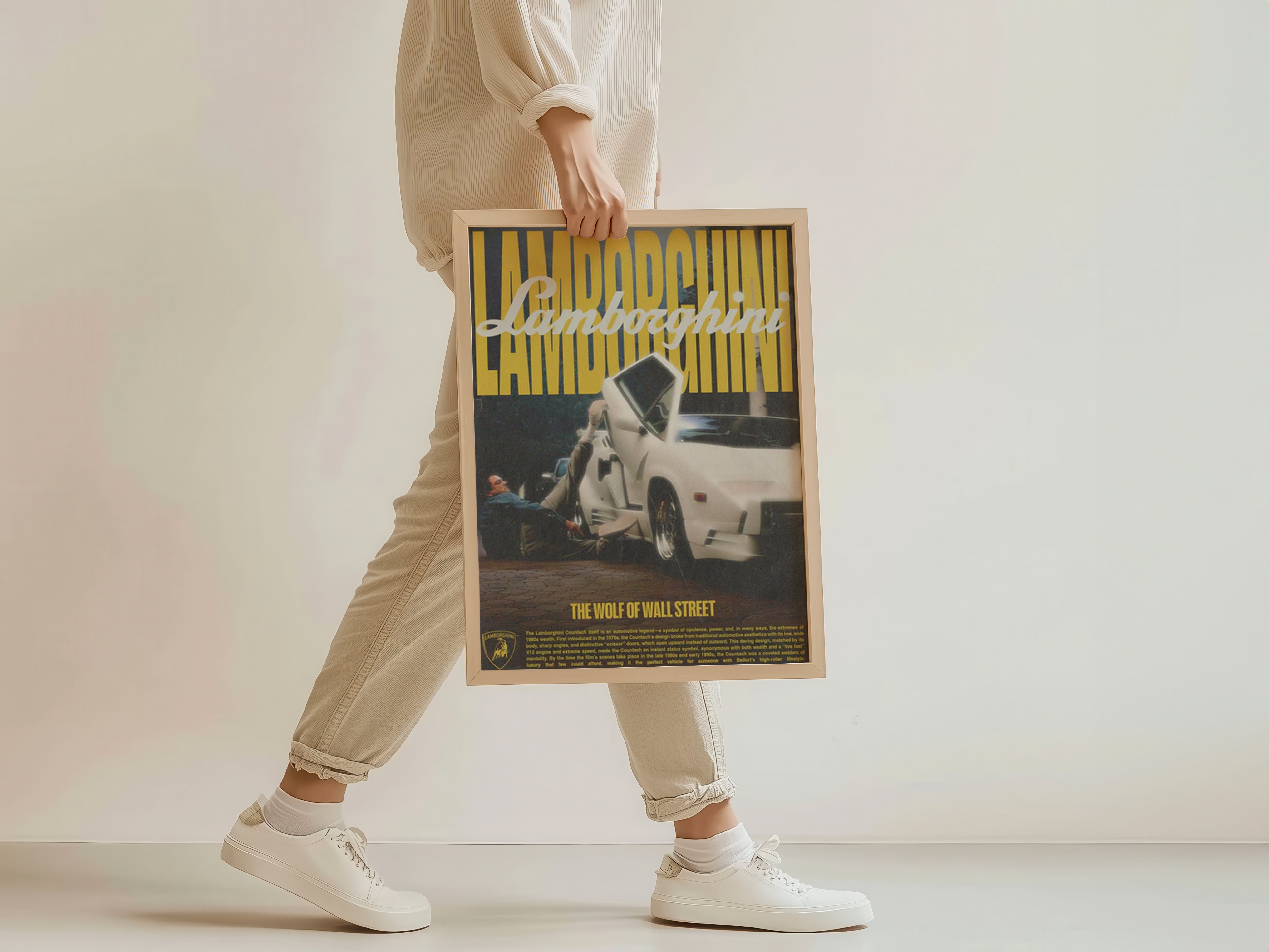 Retro Supercar Wall Art – Yellow & White