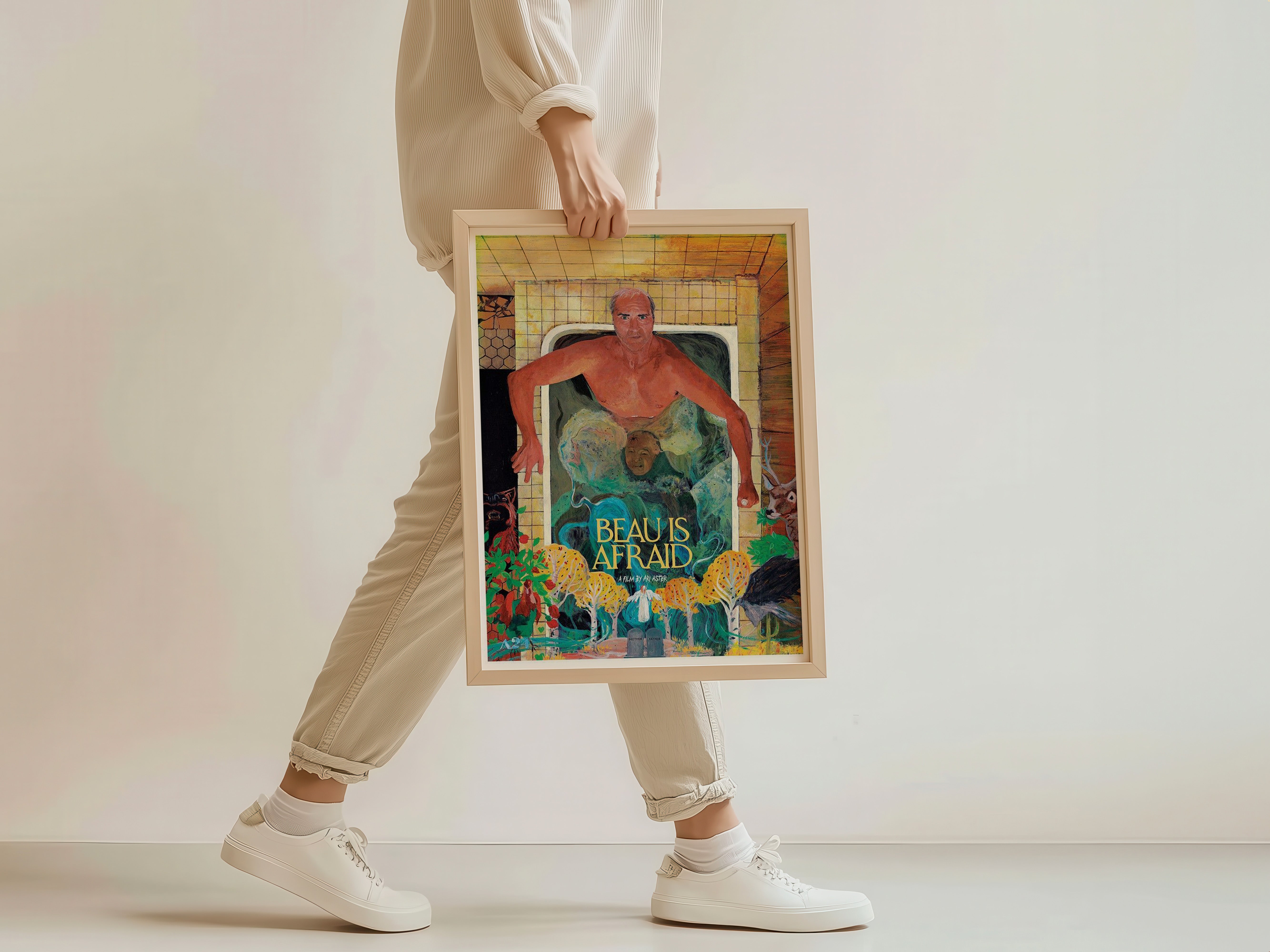 Beau Is Afraid Poster – A24 Psychological Film Wall Art | Ari Aster Cinematic Decor