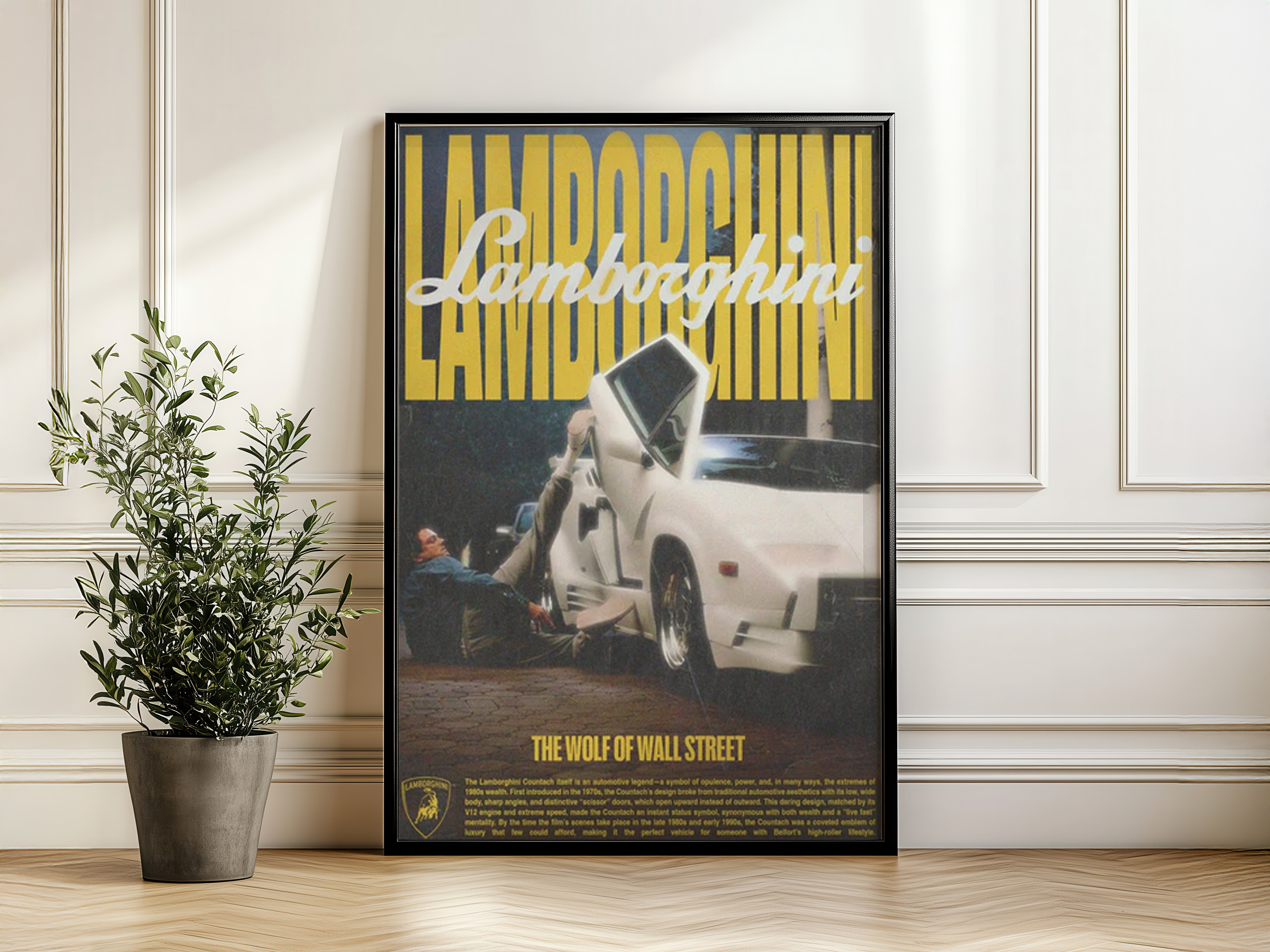 Retro Supercar Wall Art – Yellow & White