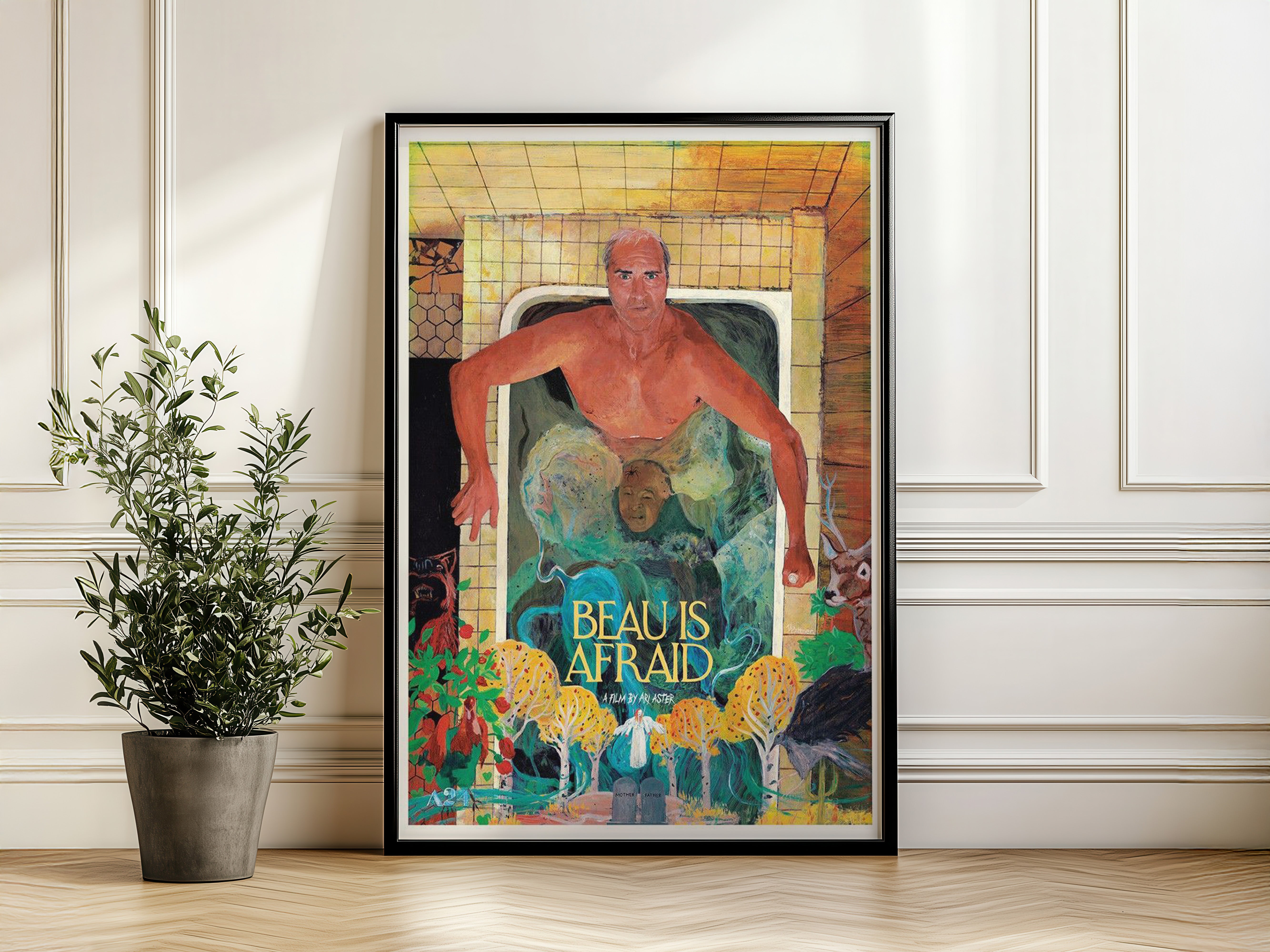 Beau Is Afraid Poster – A24 Psychological Film Wall Art | Ari Aster Cinematic Decor
