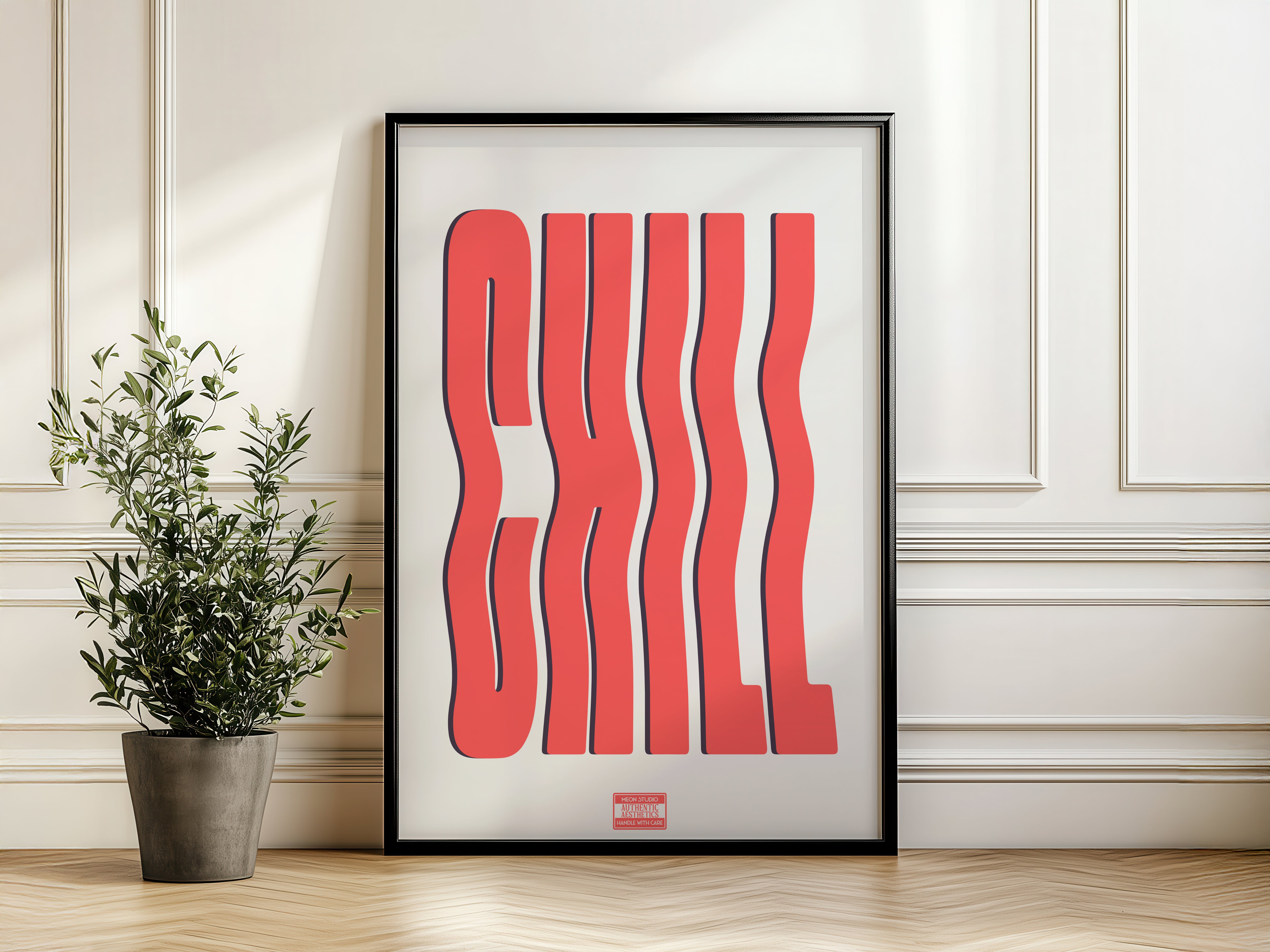 CHILL Poster – Retro Wavy Typography Wall Art
