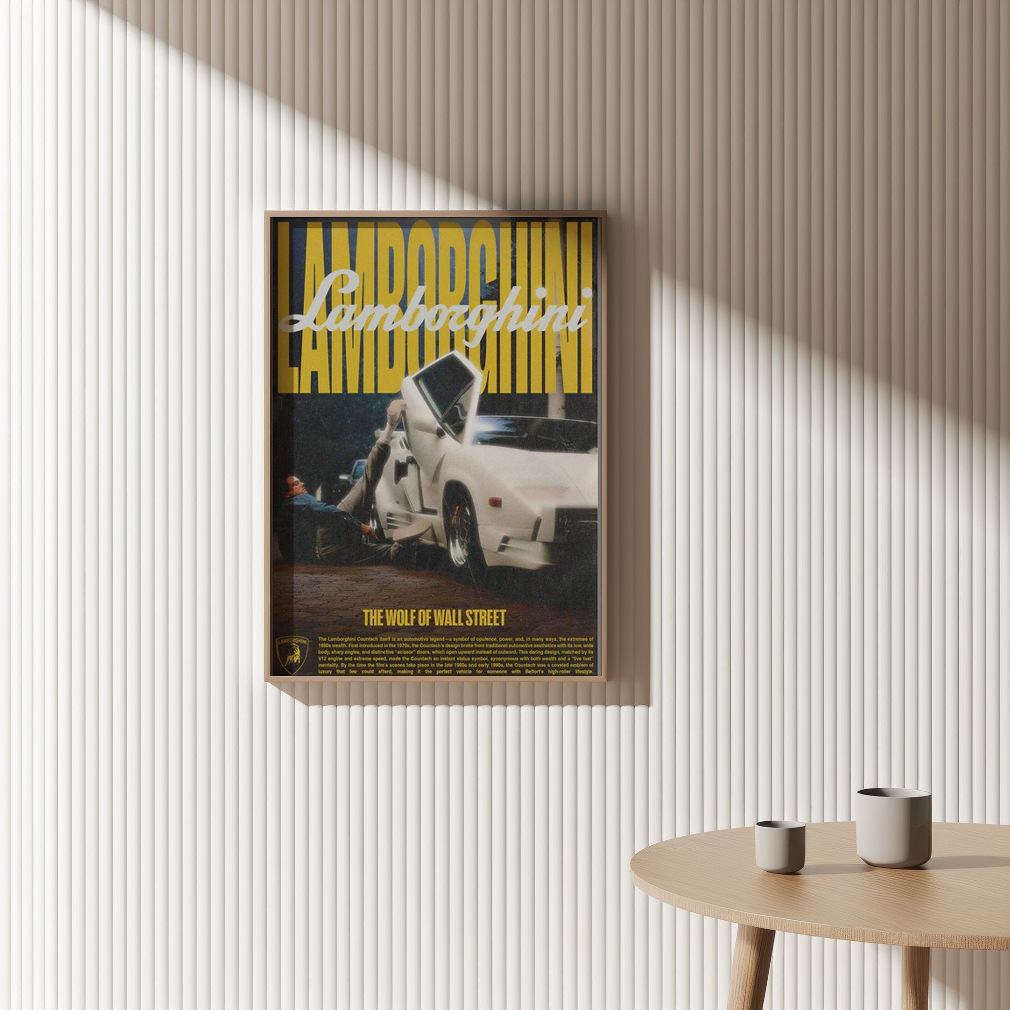 Retro Supercar Wall Art – Yellow & White