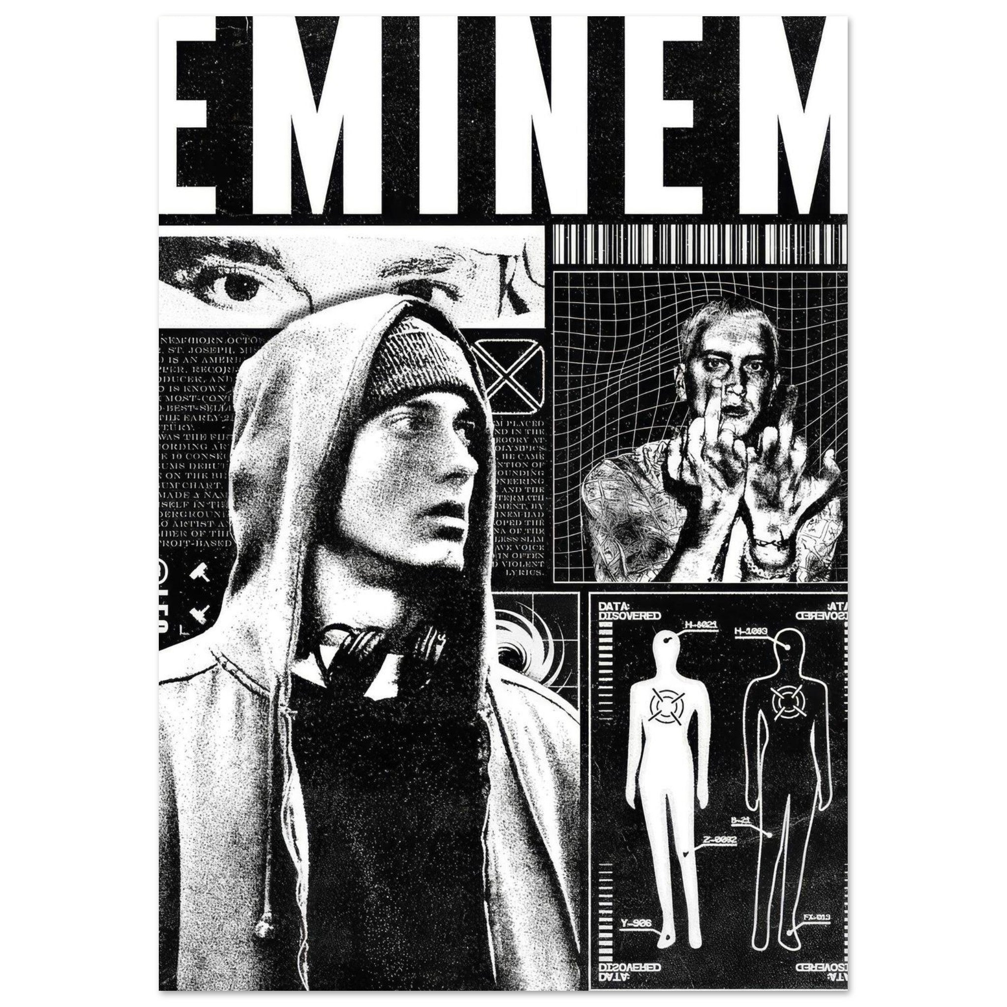 Eminem プロモーションポスタ－ Eminem Black and White Collage “Datafile” Poster – 24posters