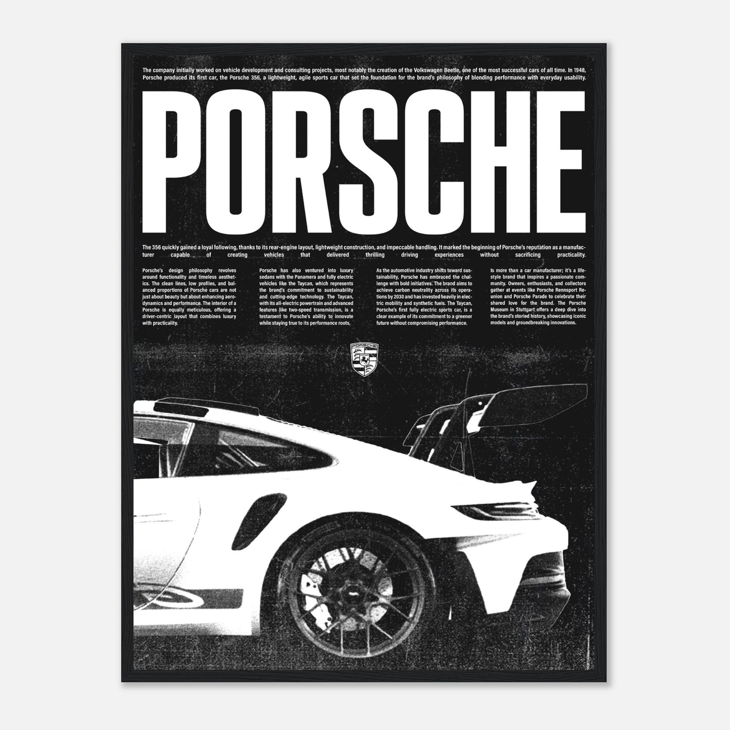 Porsche B&W Poster