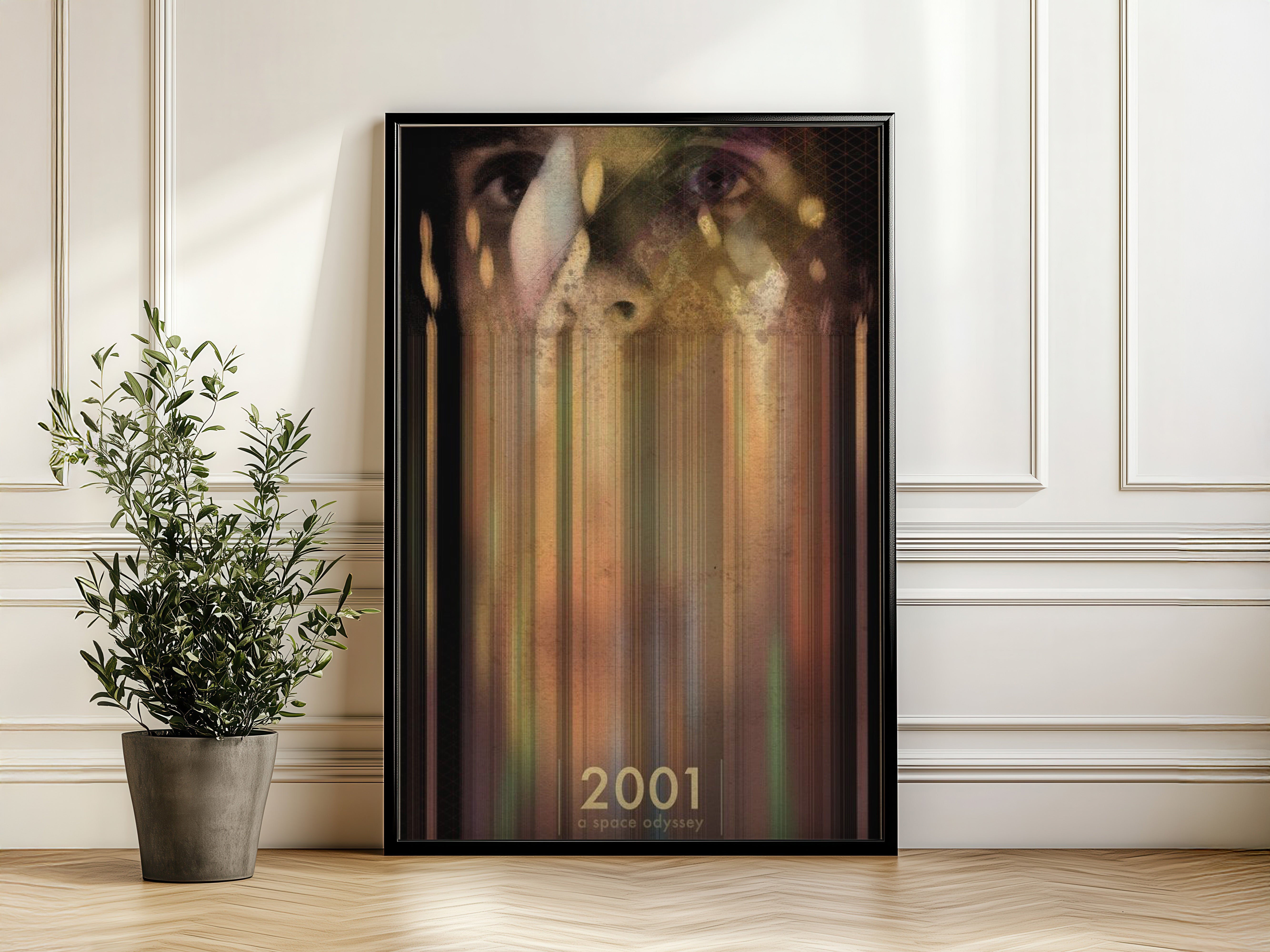 2001: A Space Odyssey Glitch Poster | Minimalist Sci-Fi Cult Film Decor