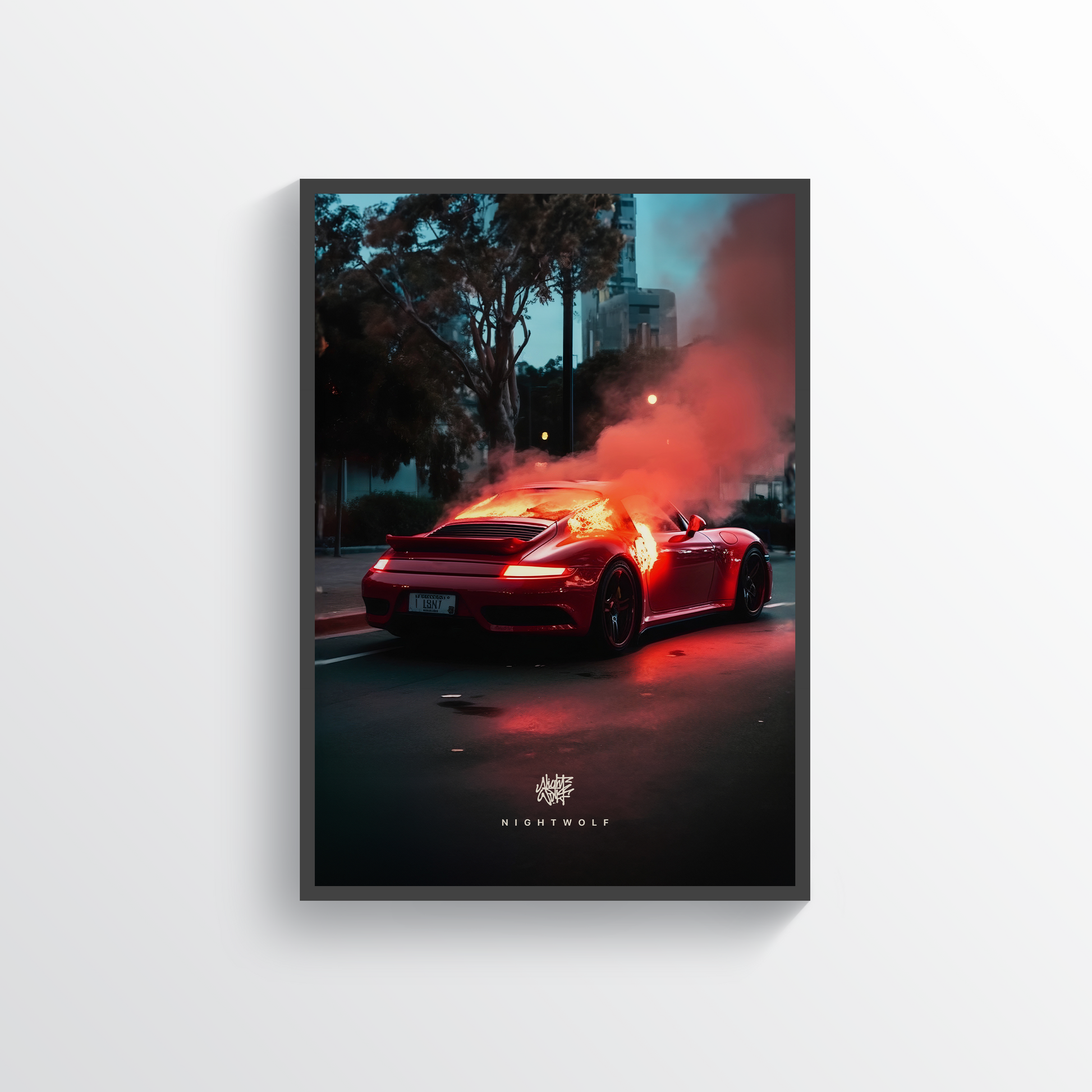 Fire Porsche Poster