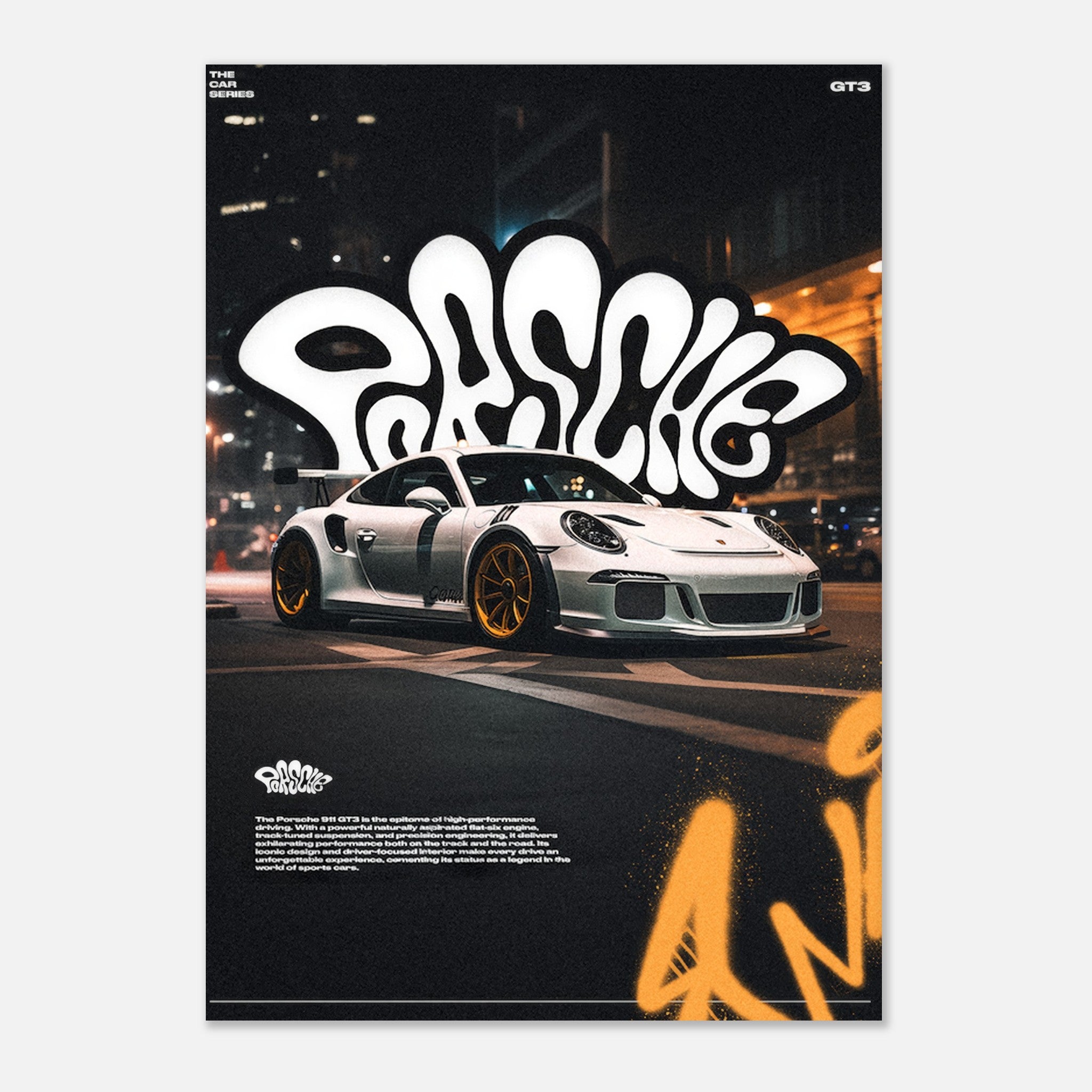 Porsche - Street White Poster