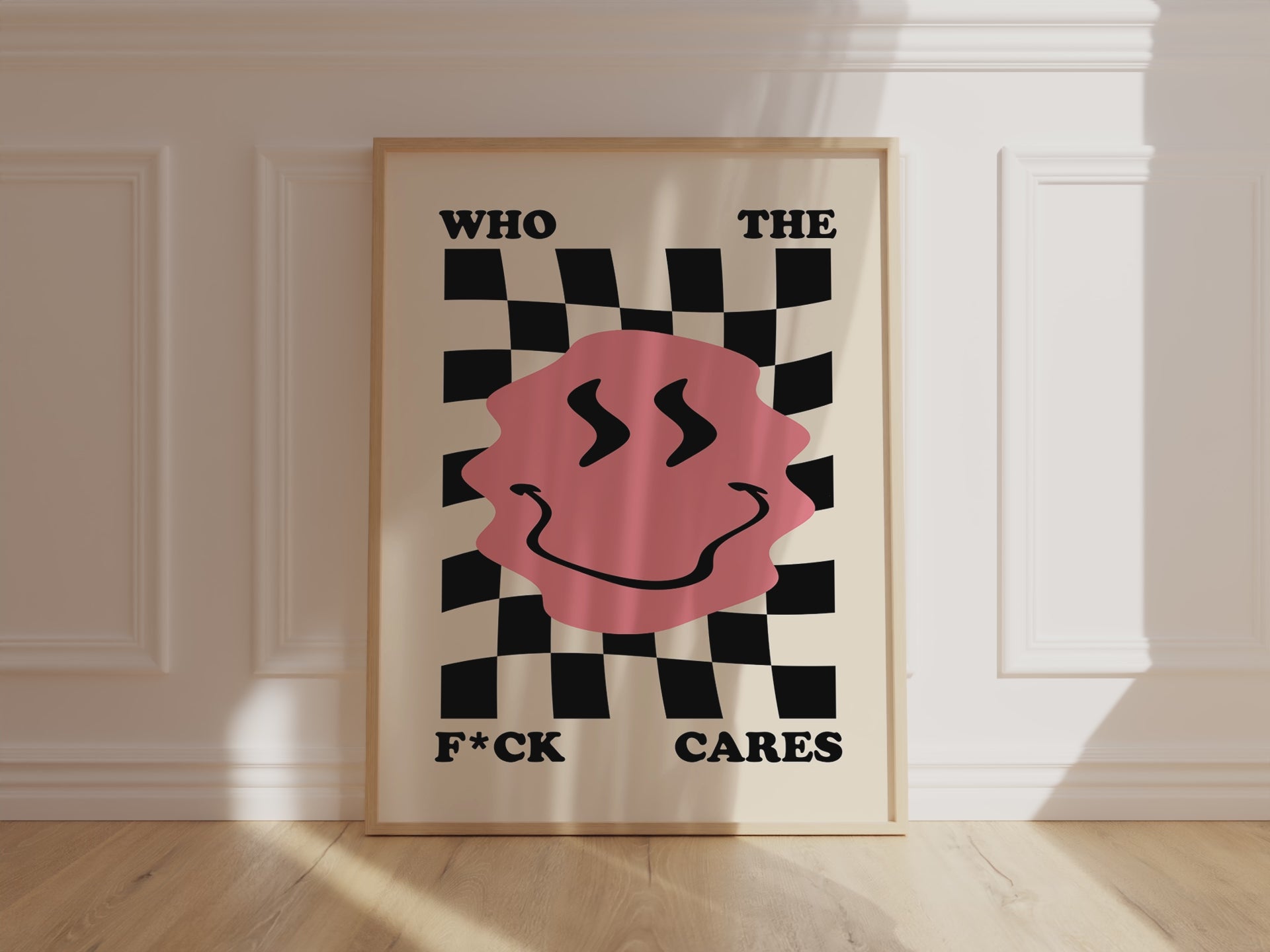 Who The F*ck Cares Poster – Bold Retro Grunge Wall Art
